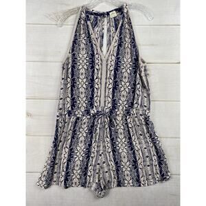 O’Neill Floral Romper Womens M Blue Cream Floral Boho Summer Beach Surf